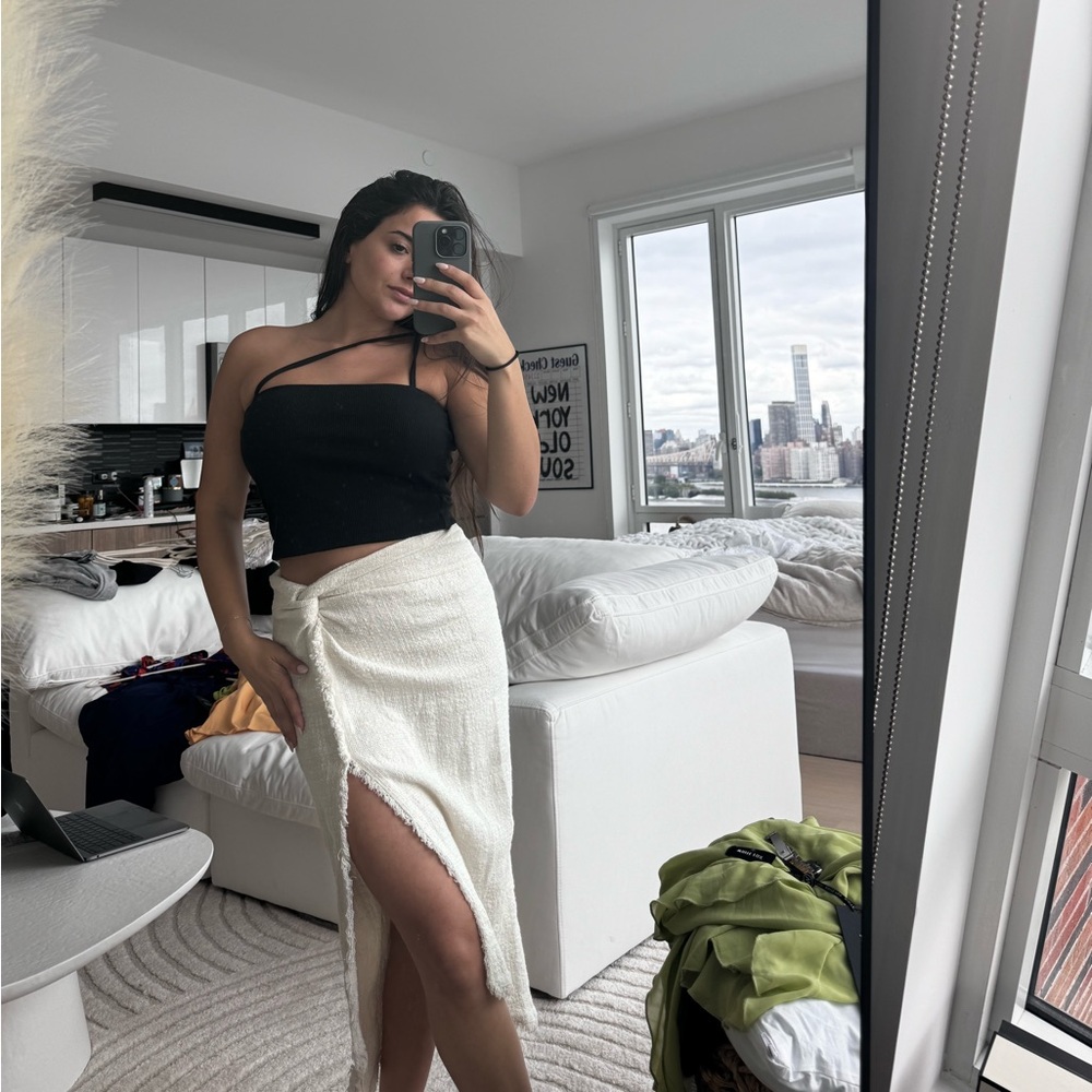 Zara tweed fringe skirt